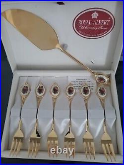 Royal Albert Cake Server And 6 Cake Forks Set