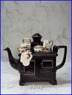 Royal Albert Cardew Old Country Roses Earthenware Kitchen Stove Teapot Rare Royal Albert Cardew Old Country Roses Earthenware Kitchen Stove Teapot Rare