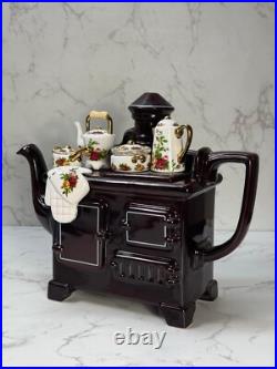 Royal Albert Cardew Old Country Roses Earthenware Kitchen Stove Teapot Rare Royal Albert Cardew Old Country Roses Earthenware Kitchen Stove Teapot Rare