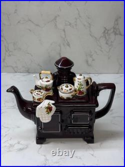 Royal Albert Cardew Old Country Roses Earthenware Kitchen Stove Teapot Rare Royal Albert Cardew Old Country Roses Earthenware Kitchen Stove Teapot Rare