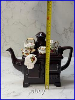 Royal Albert Cardew Old Country Roses Earthenware Kitchen Stove Teapot Rare Royal Albert Cardew Old Country Roses Earthenware Kitchen Stove Teapot Rare