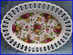 Royal Albert China Old Country Roses 14 Pierced Platter Oval Serving Tray NEW