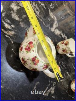 Royal Albert China Old Country Roses Afternoon Tea Collection Tea Pot + 4 Cu