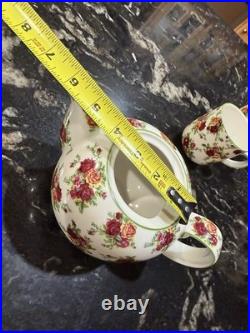 Royal Albert China Old Country Roses Afternoon Tea Collection Tea Pot + 4 Cu
