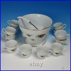 Royal Albert China Old Country Roses Sculpted Punch Bowl with Ladle, 12 Cups