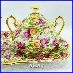 Royal Albert Country Roses Chintz Collection Tray Creamer Sugar Bowl Cup Saucer
