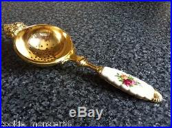 Royal Albert (Doulton) Gold Tone Old Country Roses Tea Strainer RARE