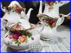 Royal Albert Doulton Old Country Roses 8 Piece Tea Set 2 Pots Sugar Creamer+