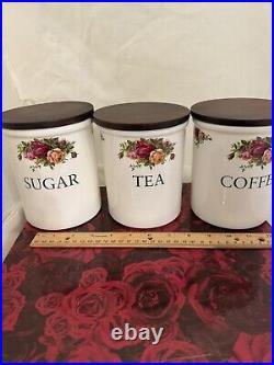 Royal Albert Doulton Old Country Roses Sets Of 3 Canisters England