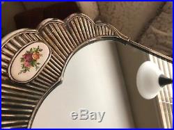 Royal Albert Doulton Old Country Roses Vanity Mirror Tray Porcelain Inserts RARE
