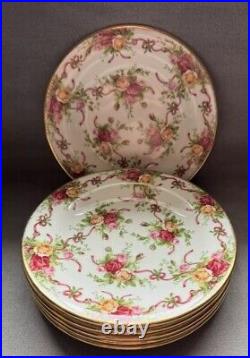 Royal Albert Doulton Old Country roses Xmas Ruby celebration 6 Salad Plates