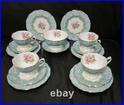 Royal Albert Enchantment Mint Tea Cup And Saucer Trio Set Sugar Bowl Bread Plate