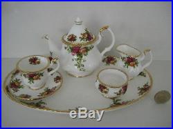 Royal Albert England Old Country Roses Miniature Teapot Tea Set For One On Tray