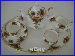 Royal Albert England Old Country Roses Miniature Teapot Tea Set For One On Tray