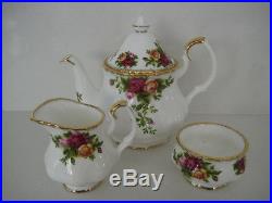Royal Albert England Old Country Roses Miniature Teapot Tea Set For One On Tray