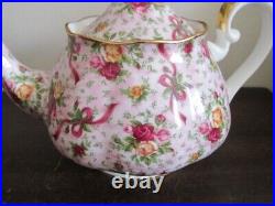 Royal Albert England Old Country Roses Ruby Celebration Pink Chintz Tea Pot