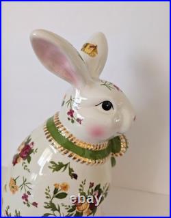 Royal Albert Large Old Country Roses Green Gold Bow Bunny Rabbit Figure 12 HTF