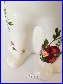 Royal Albert Large Old Country Roses Green Gold Bow Bunny Rabbit Figure 12 HTF