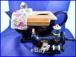 Royal Albert Large Tea Old Country Roses Sewing Machine Teapot by Paul Cardew