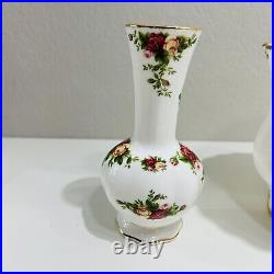 Royal Albert Lot Old Country Roses Vases Candleholder Ornament Bone China 1962
