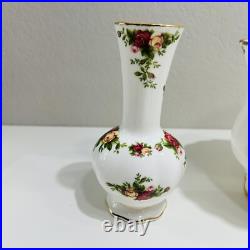 Royal Albert Lot Old Country Roses Vases Candleholder Ornament Bone China 1962 Royal Albert Lot Old Country Roses Vases Candleholder Ornament Bone China 1962