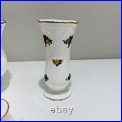 Royal Albert Lot Old Country Roses Vases Candleholder Ornament Bone China 1962 Royal Albert Lot Old Country Roses Vases Candleholder Ornament Bone China 1962