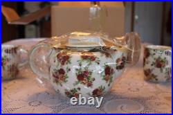 Royal Albert Ltd 2001 Old Country Roses Afternoon Tea, Tea Pot & 4 Cups NIB