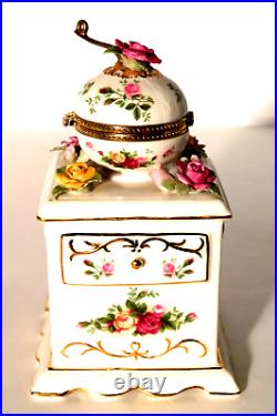 Royal Albert Musical Coffee Grinder Trinket Box Old Country Roses 6 Mint Scarce