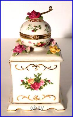 Royal Albert Musical Coffee Grinder Trinket Box Old Country Roses 6 Mint Scarce