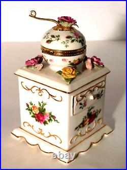 Royal Albert Musical Coffee Grinder Trinket Box Old Country Roses 6 Mint Scarce