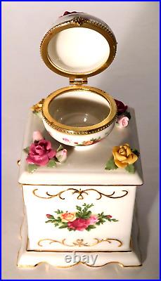 Royal Albert Musical Coffee Grinder Trinket Box Old Country Roses 6 Mint Scarce