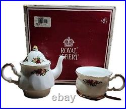 Royal Albert NIB Old Country Roses Chintz Roses Teapot, Cup & Saucer 1998