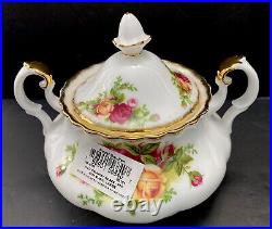 Royal Albert OLD COUNTRY ROSES 3 Pc TEA SET TEAPOT, SUGAR & CREAMER NEW / BOX