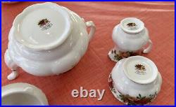 Royal Albert OLD COUNTRY ROSES 4 1/4 Small 4C Teapot Sugar & Creamer 3 PC