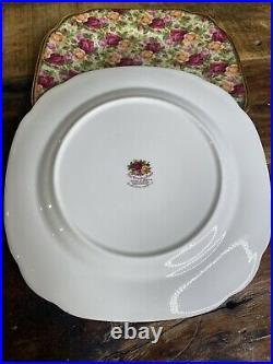 Royal Albert OLD COUNTRY ROSES CHINTZ Set 4 Square Salad Plates Free Shipping