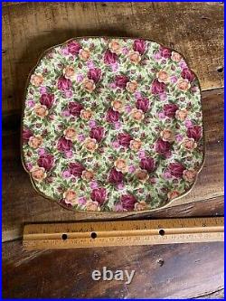 Royal Albert OLD COUNTRY ROSES CHINTZ Set 4 Square Salad Plates Free Shipping