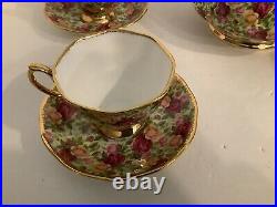 Royal Albert OLD COUNTRY ROSES CHINTZ Teapot & 4 Cups & Saucers