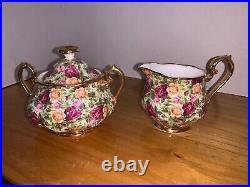 Royal Albert OLD COUNTRY ROSES Chintz Creamer & Sugar Set Excellent Condition