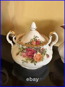 Royal Albert OLD COUNTRY ROSES Coffee Pot w Creamer, Sugar, & Tray Unused 6 Pcs