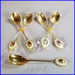 Royal Albert OLD COUNTRY ROSES Gold Plated Sugar/ Demi Spoon Set of 5