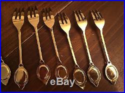 Royal Albert OLD COUNTRY ROSES Gold Set of 6 ea Cake Fork / Dessert Spoons