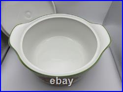 Royal Albert OLD COUNTRY ROSES HOLIDAY Round Covered Casserole with Green Trim