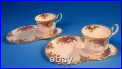 Royal Albert OLD COUNTRY ROSES Luncheon Snack Plate with Tea/Coffee Cup SET 2 Royal Albert OLD COUNTRY ROSES Luncheon Snack Plate with Tea/Coffee Cup SET 2