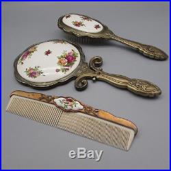 Royal Albert OLD COUNTRY ROSES Mirror, Brush, Comb Set