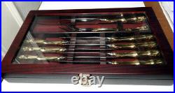 Royal Albert OLD COUNTRY ROSES Stainless/Gold STEAK KNIVES/Carving Set, withCase