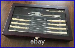 Royal Albert OLD COUNTRY ROSES Steak Knives & Carving Set withCase 18/10 Stainless