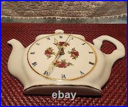 Royal Albert OLD COUNTRY ROSES Tea Pot Hanging Wall Clock 6536861