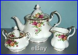 Royal Albert OLD COUNTRY ROSES Teapot-Sugar-Creamer 3 PC. Tea Completer Set New