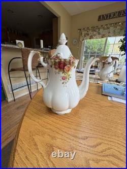 Royal Albert Old Country Large Coffee Pot 10 1/4 Tall. Made In England. Mint
