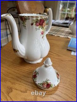 Royal Albert Old Country Large Coffee Pot 10 1/4 Tall. Made In England. Mint